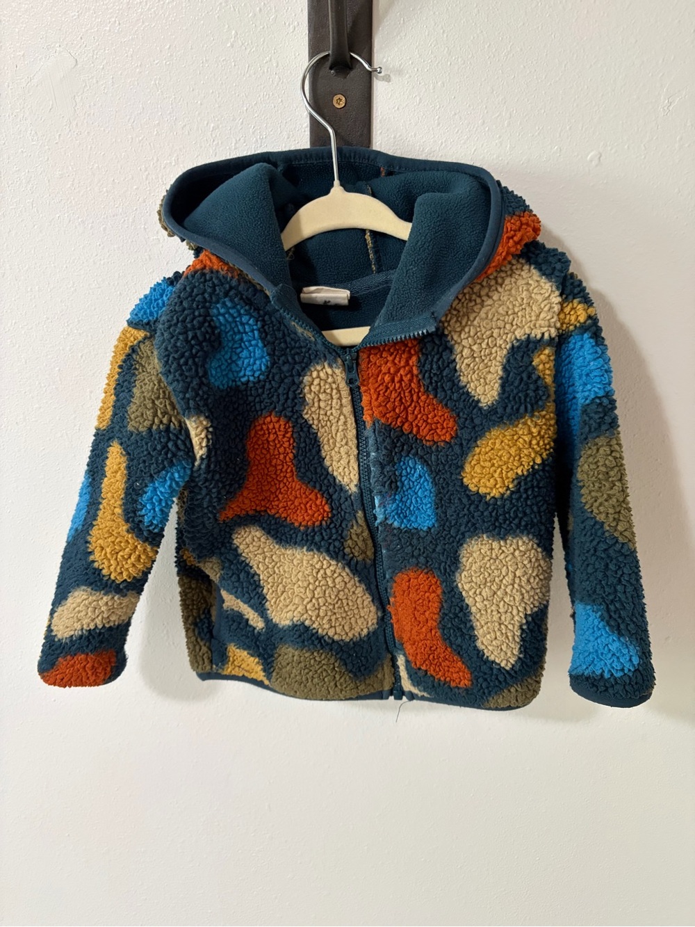 Kids Sherpa Zip Hoodie Jacket in Multi-Color